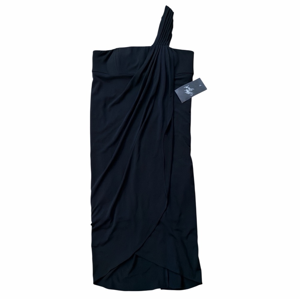 Suzi Chin for Maggy Boutique Black One-Shoulder Dress